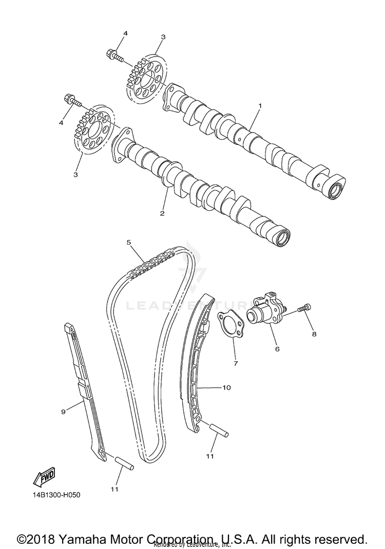 Camshaft Chain YZFR1 - YZFR1ZCB - 2010 Schematic