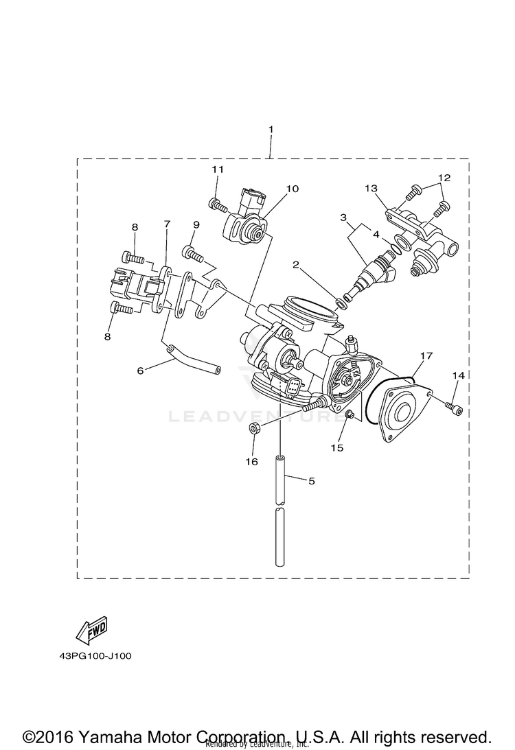 Throttle Body Assy 1 GRIZZLY 700 EPS 4WD - YFM7FGPBGR - 2012 Schematic