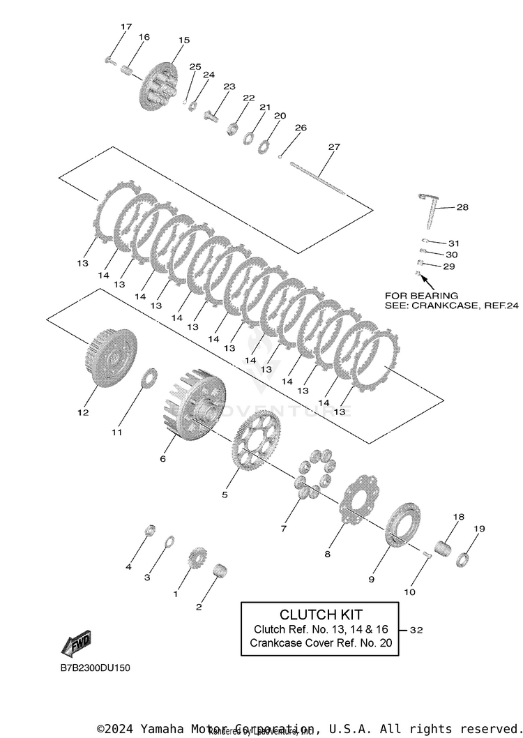 Clutch YZ250F - YZ250FLGY - 2020 Schematic