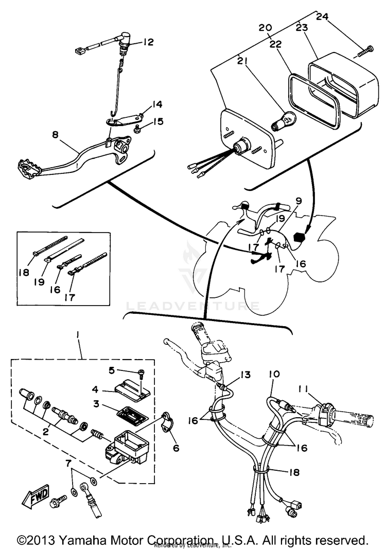Maine & New Hampshire Taillight Kit WOLVERINE 4WD - YFM350FXH_ - 1996 Schematic