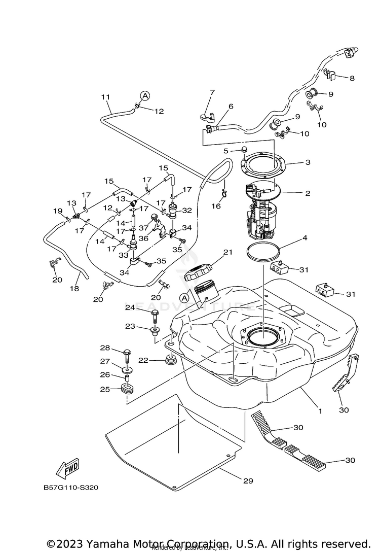 Fuel Tank YXZ1000R EPS SS SE - YXZ10YESHS - 2017 Schematic