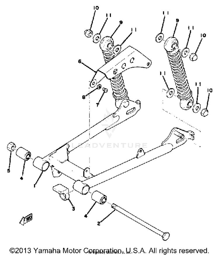 Rear Arm-Rear Cushion-Chain Case GT80C - 1976 Schematic