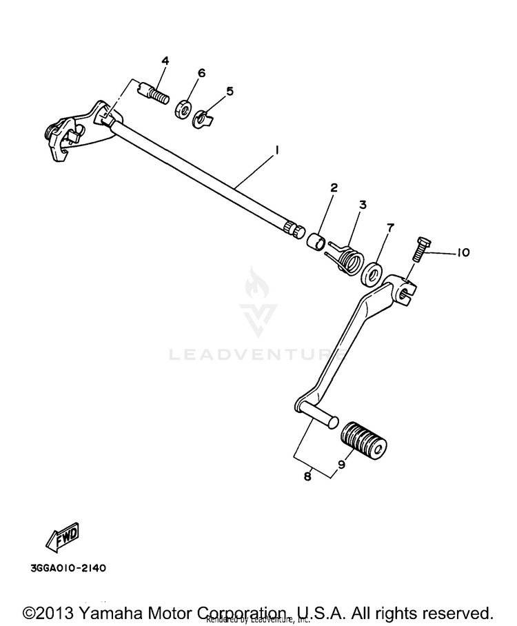Shift Shaft BANSHEE - YFZ350J - 1997 Schematic