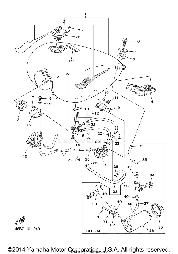Fuel Tank V STAR 250 - XV250FCB - 2015 Schematic