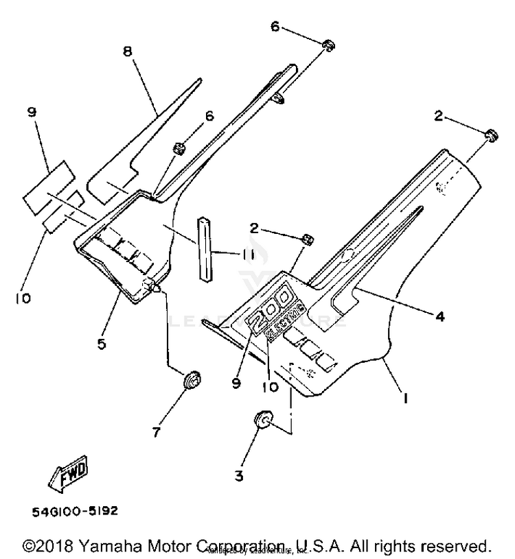 Side Cover BIG WHEEL ELEC START - BW200ES - 1986 Schematic