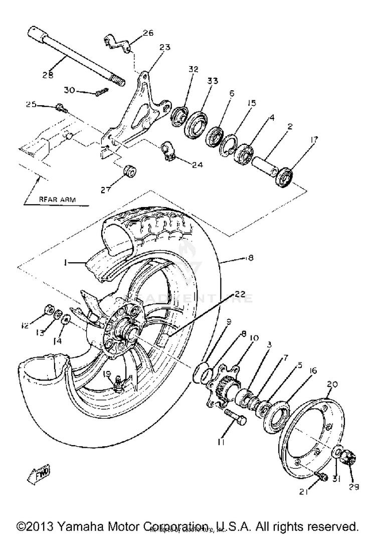 Rear Wheel XS1100LH - 1981 Schematic