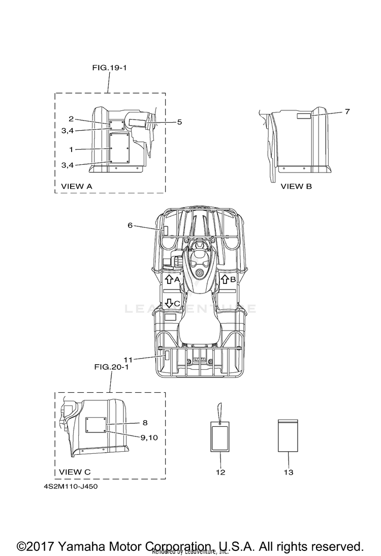 Emblem & Label 1 GRIZZLY 350 IRS 4WD - YFM35FGIZG - 2010 Schematic