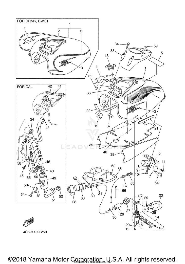 Fuel Tank V STAR 650 CLASSIC C - XVS65AWC - 2007 Schematic