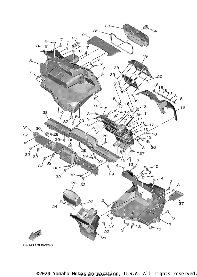 Front Fender 1 WOLVERINE RMAX 2 - YXE10WPAMS - 2021 Schematic