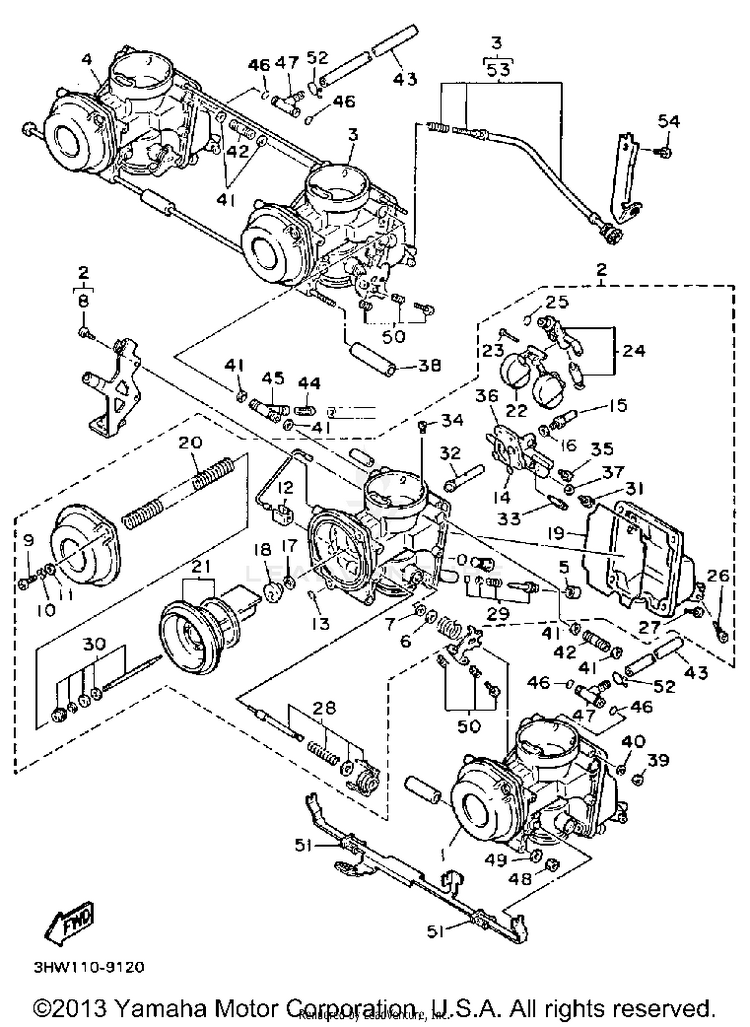 Carburetor FZR600AC - 1990 Schematic
