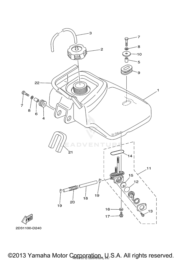 Fuel Tank GRIZZLY 80 - YFM80GW - 2007 Schematic