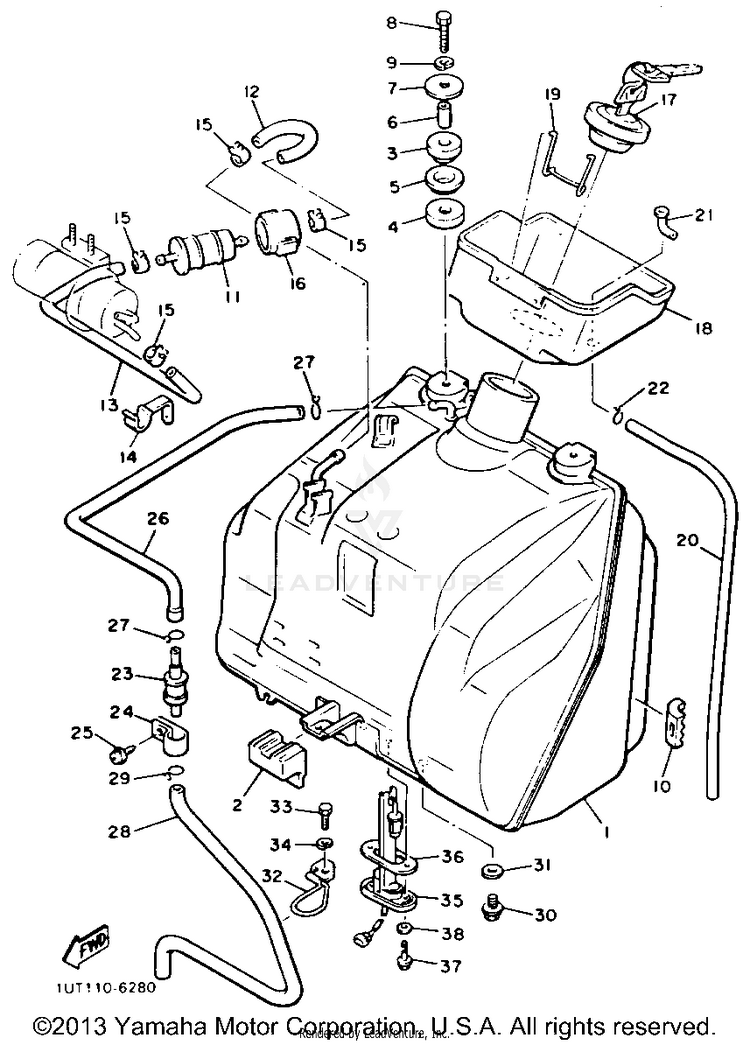 Fuel Tank Non California Model Schematic
