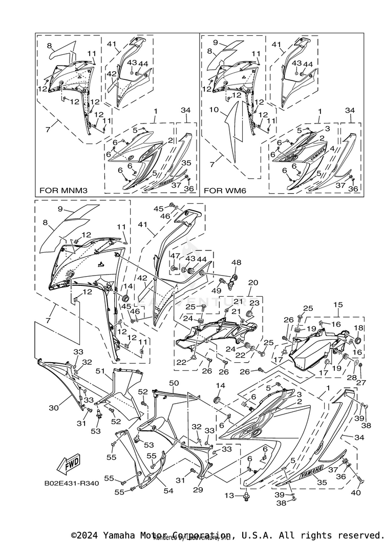 Cowling 1 YZFR3 - YZFR3GGY - 2016 Schematic