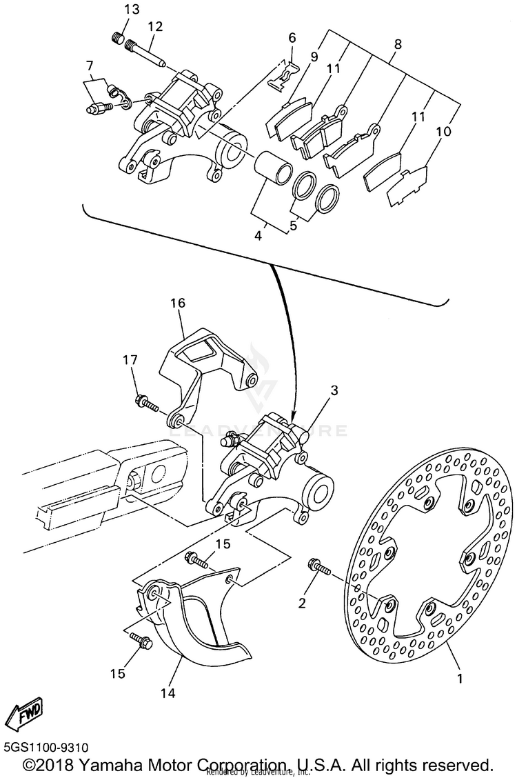 Rear Brake Caliper Schematic
