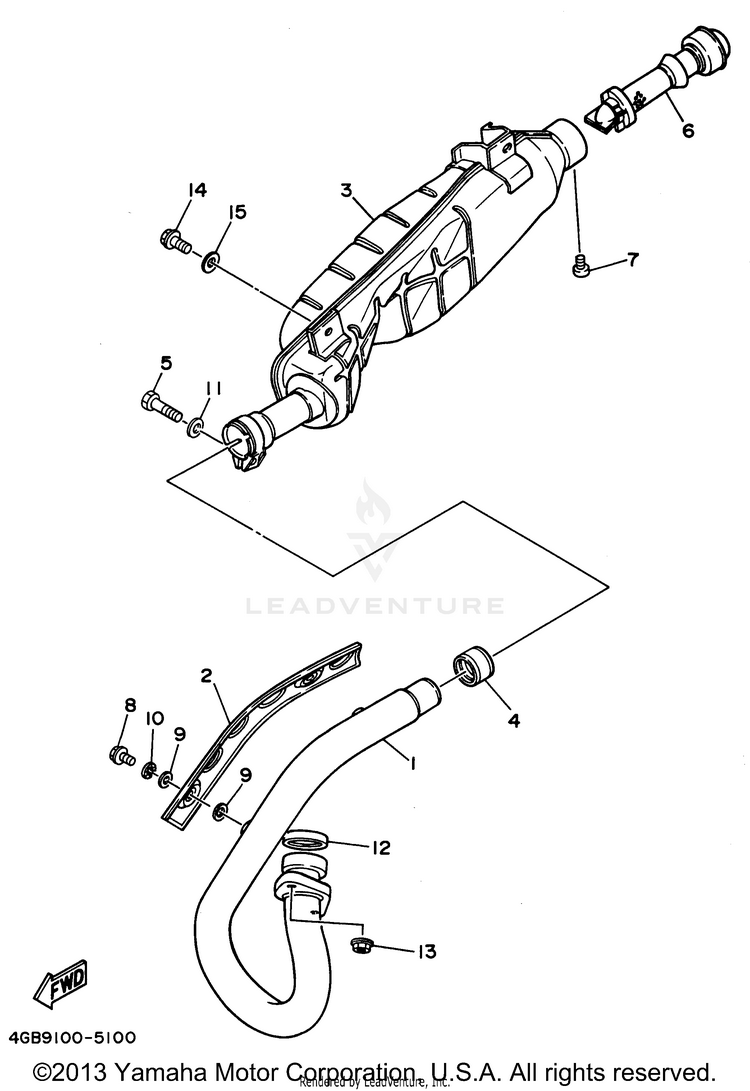 Exhaust KODIAK 4WD - YFM400FWG - 1995 Schematic