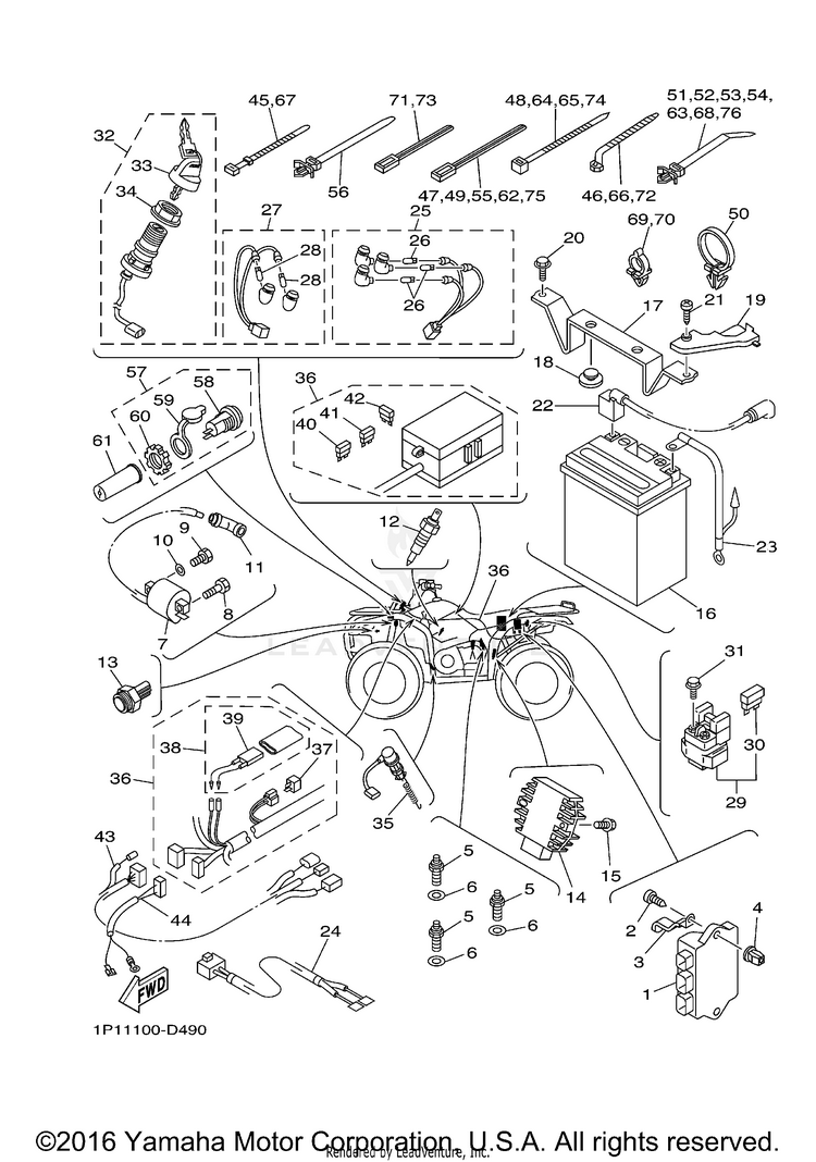 Electrical 1 KODIAK 400 4WD - YFM4FAT - 2005 Schematic