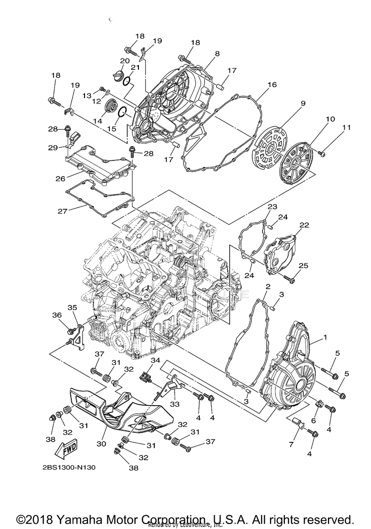Crankcase Cover 1 SUPER TENERE - XTZ12HCL - 2017 Schematic