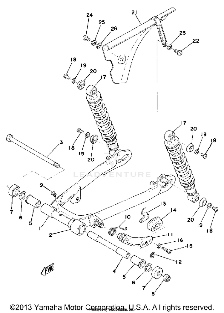 Rear Arm - Rear Cushion - Chain Case Schematic
