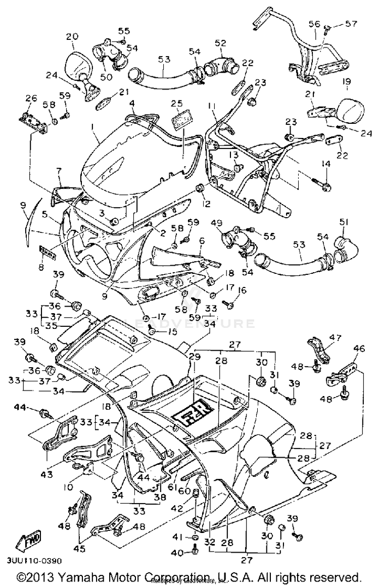 Cowling 1 FZR600RAC - 1990 Schematic