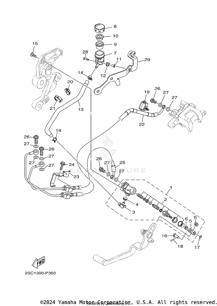 Rear Master Cylinder FJ09 CA - FJ09GCB - 2016 Schematic