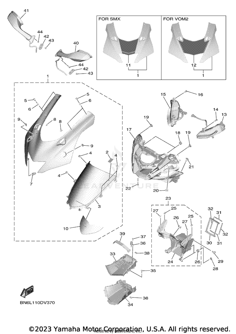 Cowling 1 YZFR6 - YZFR6L1CB - 2020 Schematic