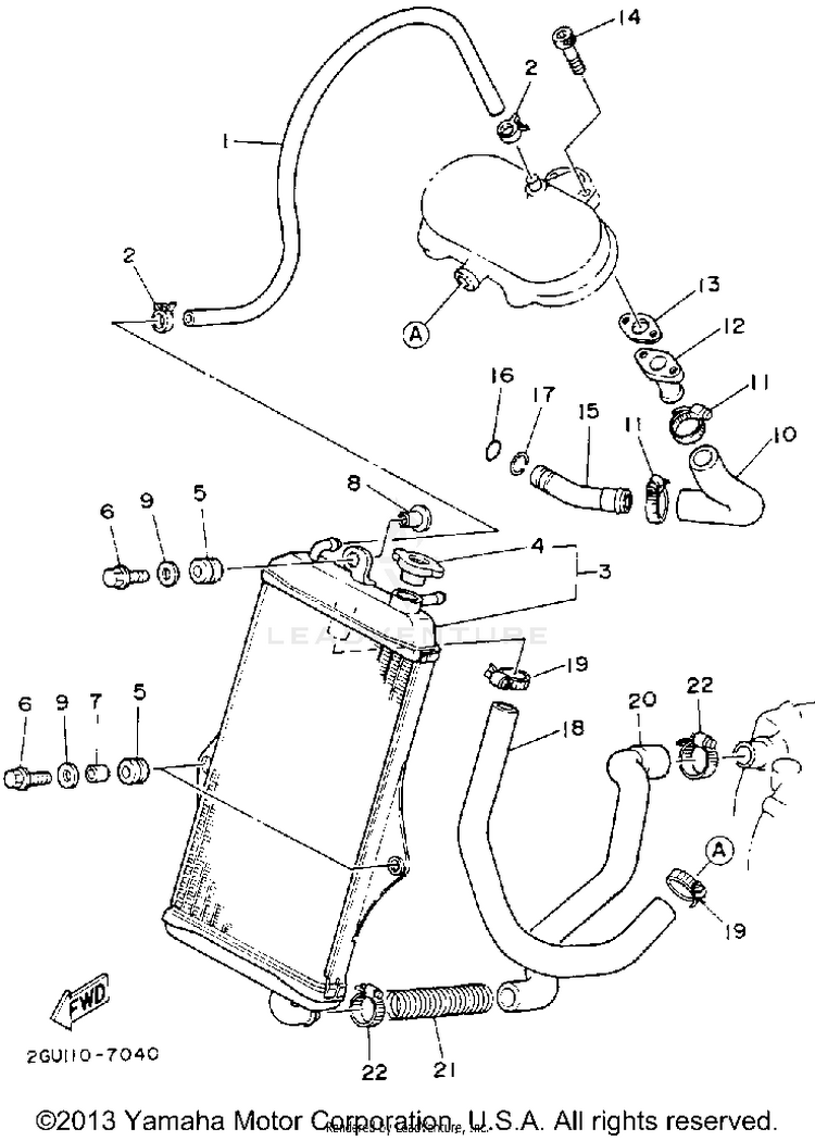 Radiator-Hose BANSHEE - YFZ350D_MN - 1992 Schematic