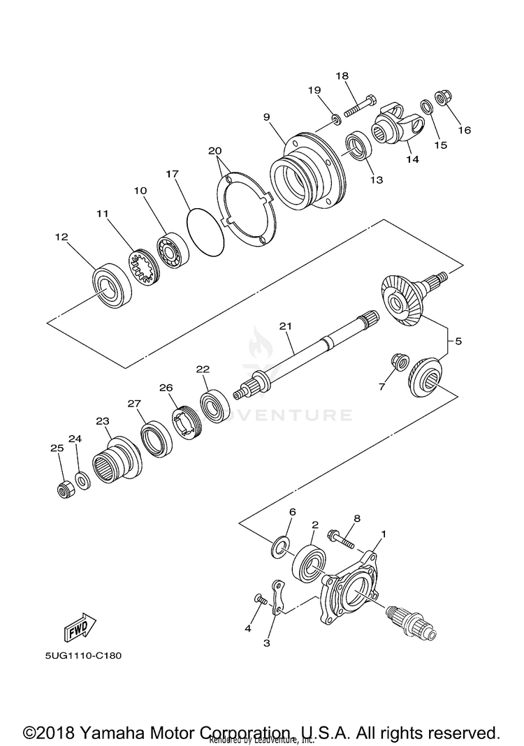 Middle Drive Gear RHINO HARDWOODS CAMO - YXR660FAHS - 2004 Schematic