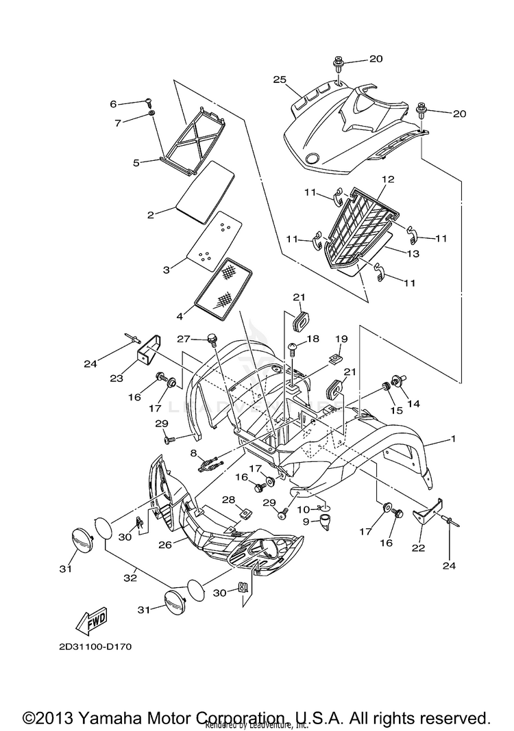 Front Fender GRIZZLY 80 - YFM80GW - 2007 Schematic