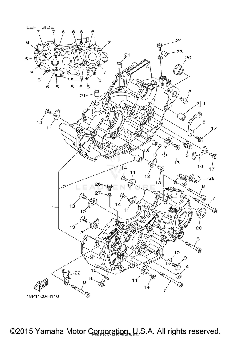 Crankcase YFZ450R - YFZ45RDL - 2013 Schematic