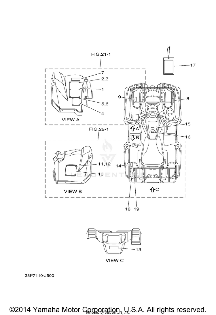 Emblem & Label 1 GRIZZLY 700 FI 4WD - YFM7FGZB - 2010 Schematic