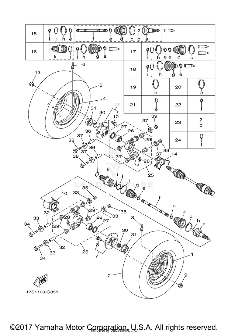 Rear Wheel GRIZZLY 350 1RS 4WD HUNTER - YFM35FGIHA - 2011 Schematic