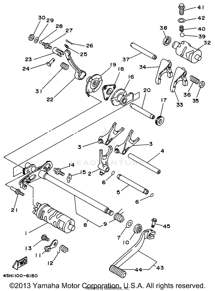 Shift Cam - Shift Fork KODIAK 4WD - YFM400FWH - 1996 Schematic
