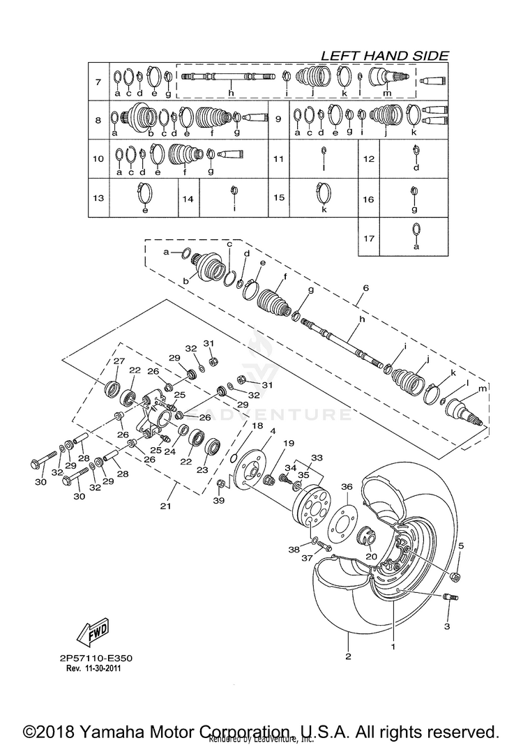 Rear Wheel RHINO 450 HUNTER - YXR45FHY - 2009 Schematic
