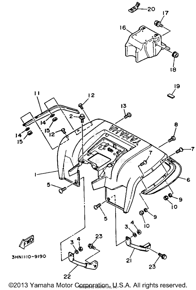 Rear Fender BIG BEAR 4WD (ME & NH Only) - YFM350FWE_MNH - 1993 Schematic