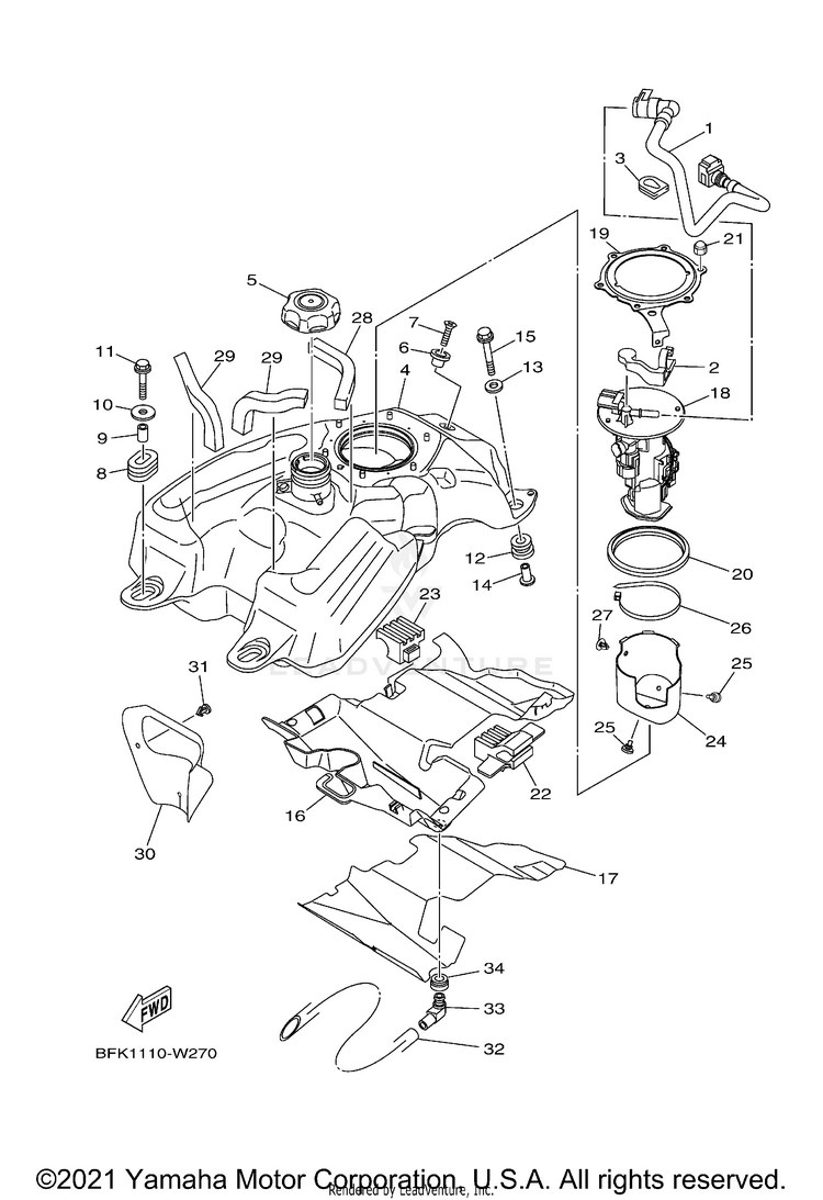 Fuel Tank RAPTOR 700R SPECIAL - YFM70RCCMW - 2021 Schematic
