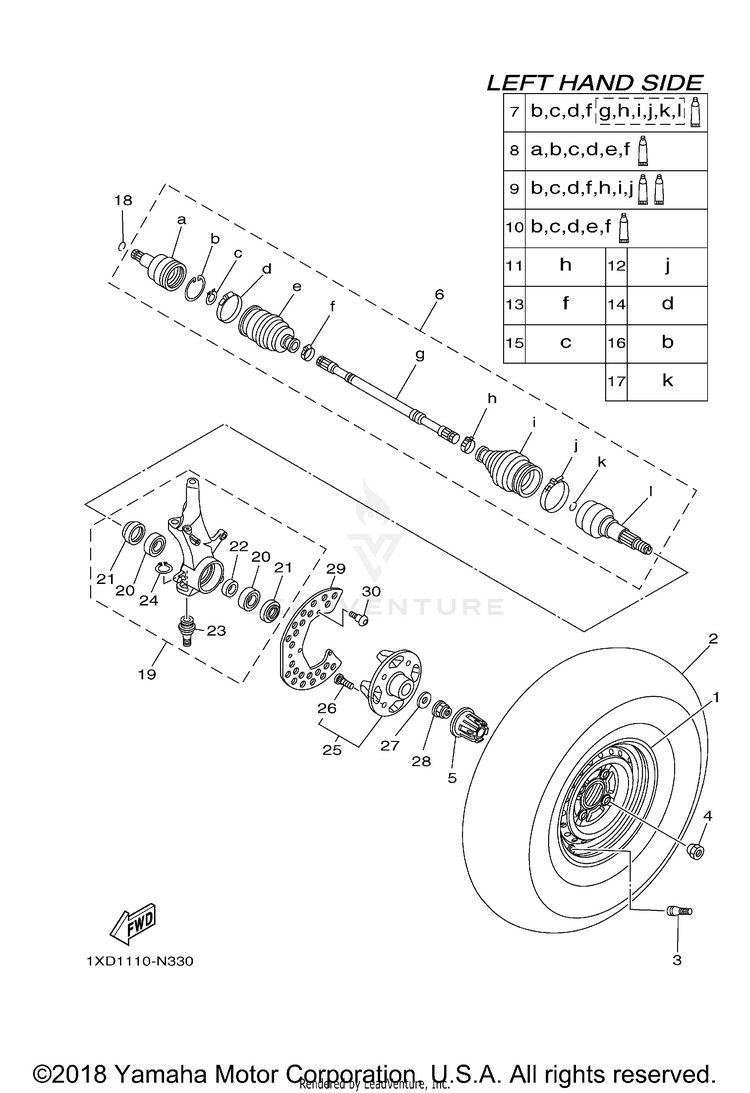 Front Wheel VIKING 700 EPS HUNTE - YXM700PHEH - 2014 Schematic
