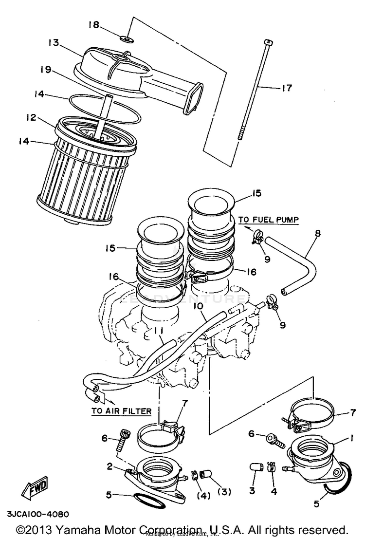 Intake VIRAGO 535 - XV535GC - 1995 Schematic