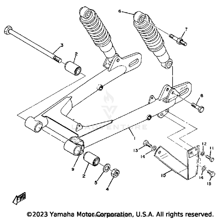 Rear Arm - Rear Cushion - Chain Case AT2M - 1972 Schematic