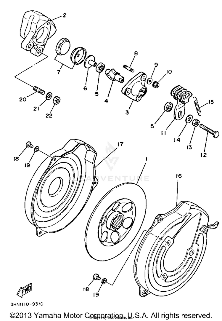 Rear Brake Caliper BIG BEAR 4WD - YFM350FWB - 1991 Schematic