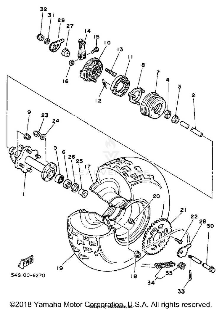 Rear Wheel BIG WHEEL ELEC START - BW200ES - 1986 Schematic