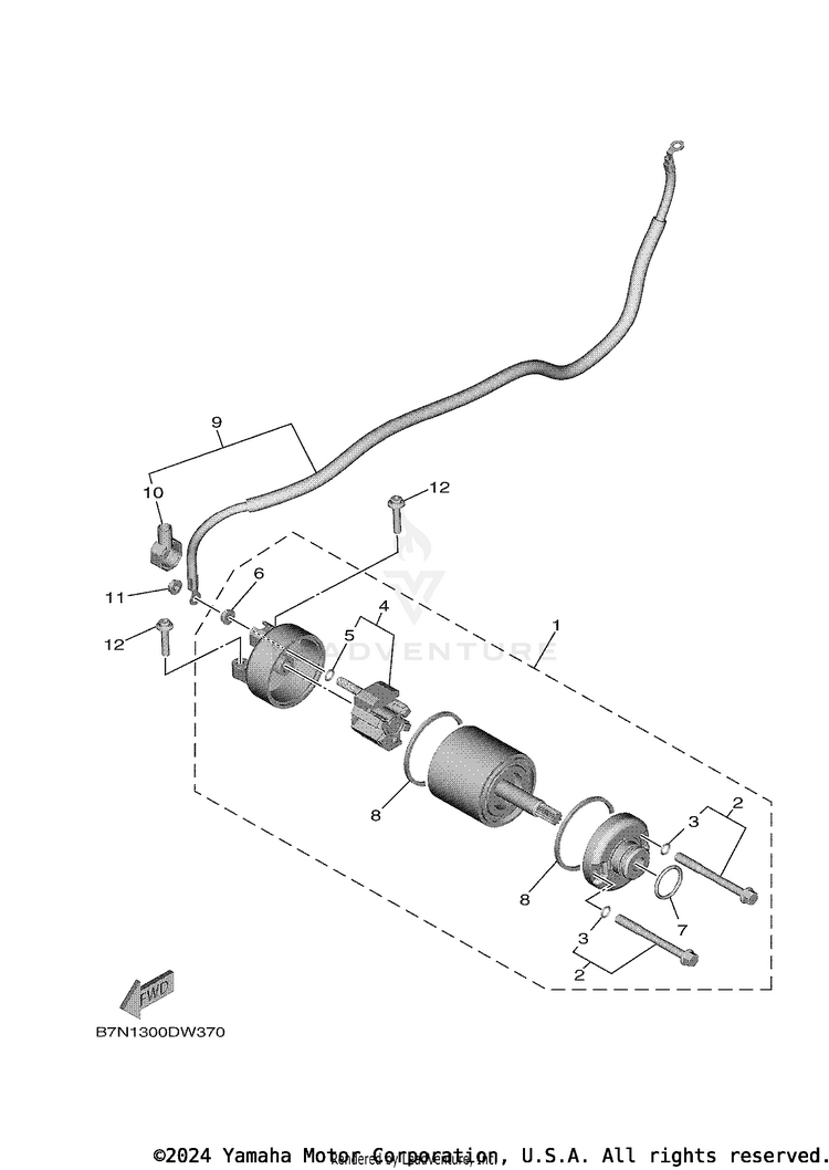 Starting Motor TRACER 9 GT - MTT9GTNCR - 2022 Schematic