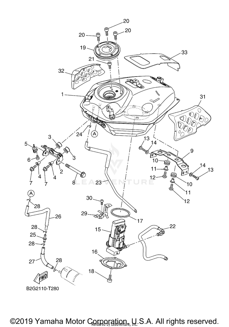 Fuel Tank 2 XSR700 - XSR700JCGY - 2018 Schematic