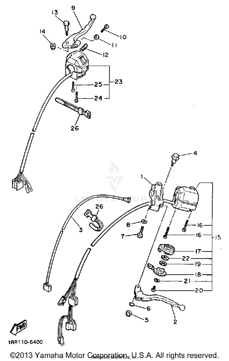 Handle Switch Lever VIRAGO 700 - XV700SSC - 1986 Schematic
