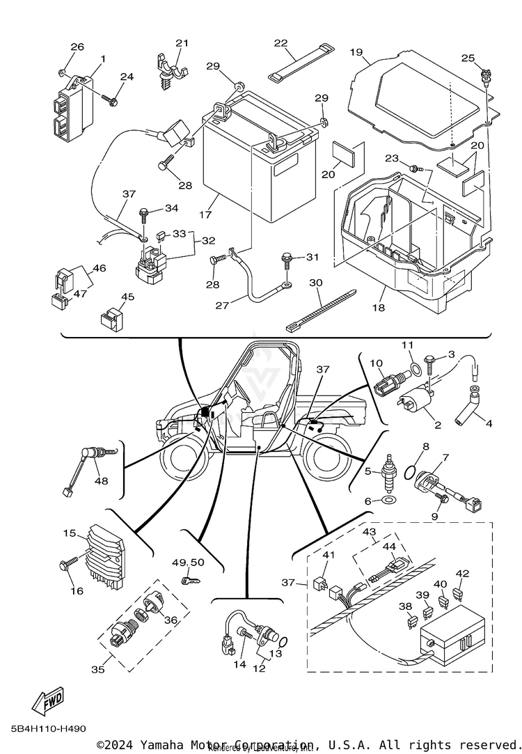Electrical 1 RHINO 700 FI SPORT E - YXR7FSP2Y - 2009 Schematic