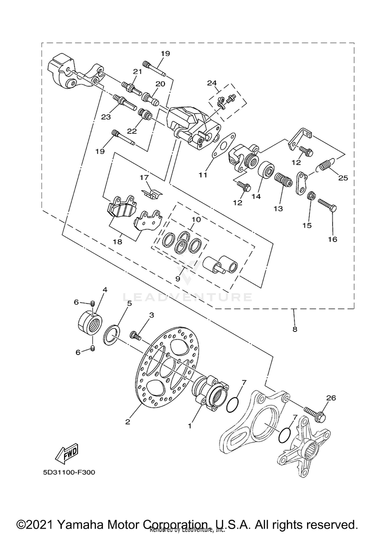 Rear Brake Caliper YFZ450 SPECIAL EDITI - YFZ450SPX - 2008 Schematic