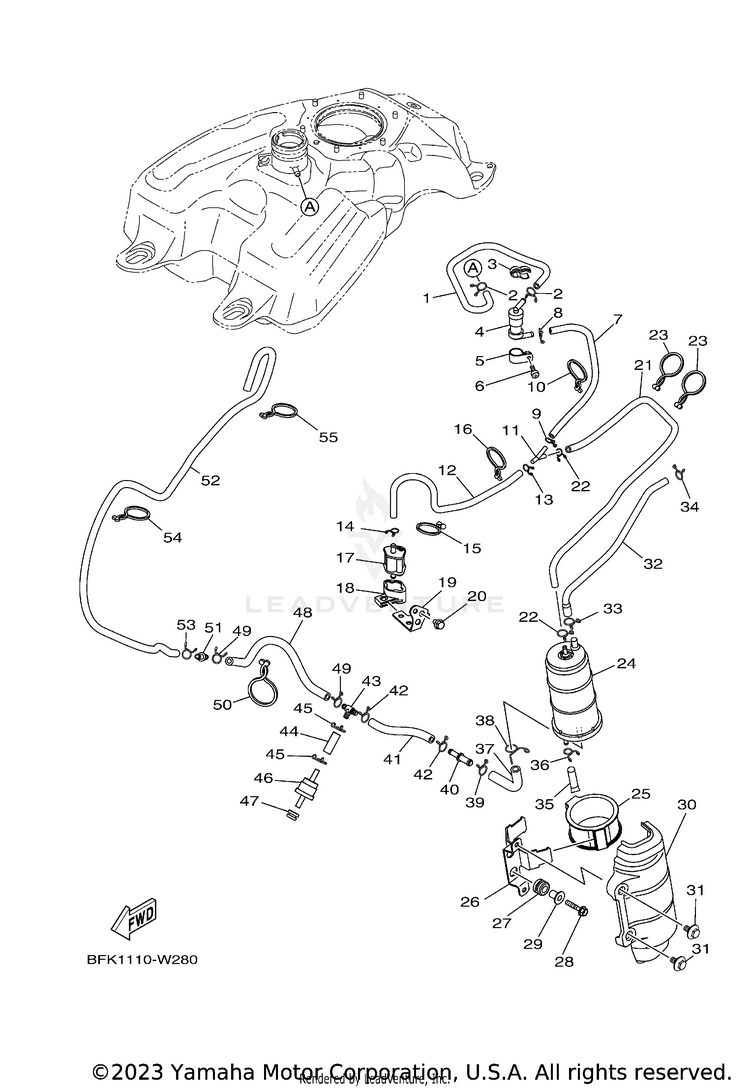 Fuel Tank 2 RAPTOR 700R SE CAL - YFM70RCCRB - 2024 Schematic