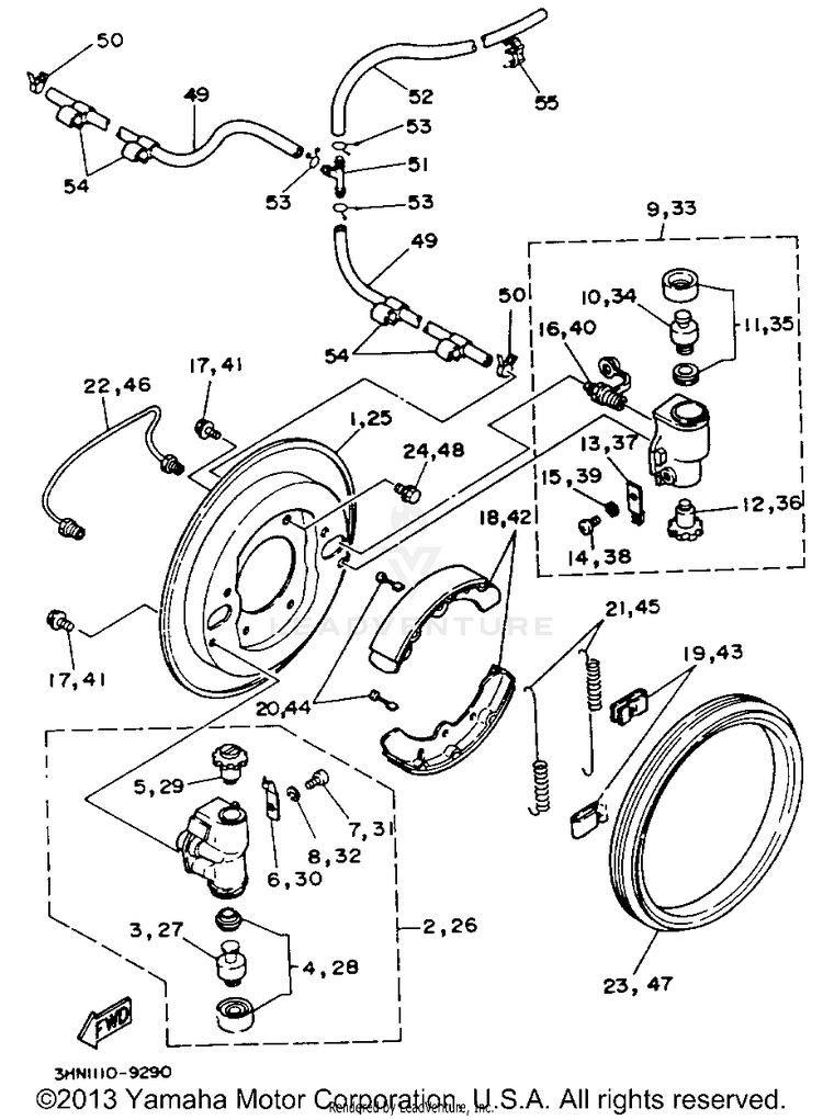 Front Brake BIG BEAR 4WD - YFM350FWE - 1993 Schematic