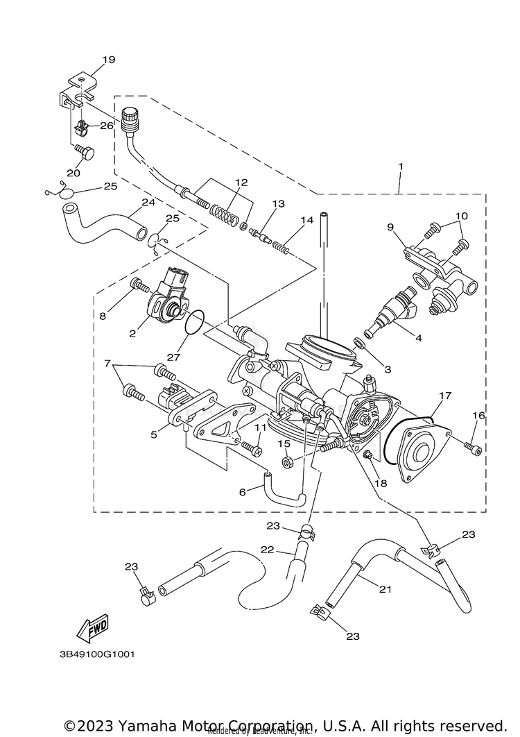 Throttle Body Assy 1 GRIZZLY 700 - YFM7FGXGR - 2008 Schematic