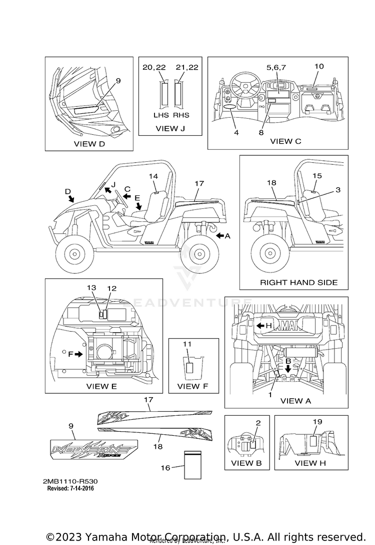 Emblem Label 1 WOLVERINE R-SPEC EPS - YXE70WPHHH - 2017 Schematic
