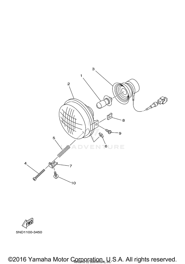 Headlight KODIAK 450 4X4 HARDWOODS - YFM45FAHS - 2004 Schematic